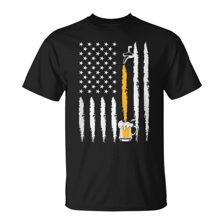 Craft Beer American Flag Pouring Beer Stein Patriotic T-Shirt