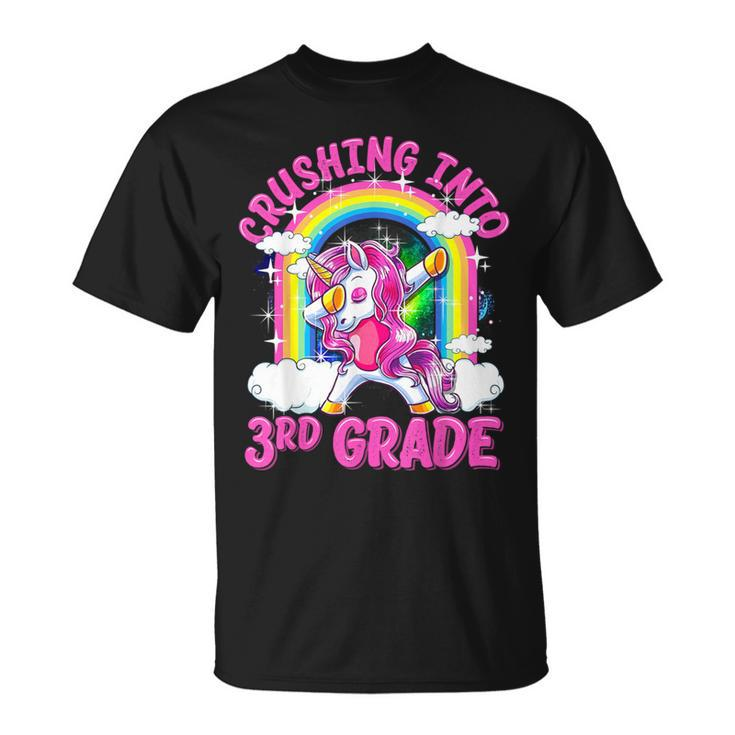 Crushing Into 3Rd Grade Dabbing Unicorn Back To School Girls T-Shirt