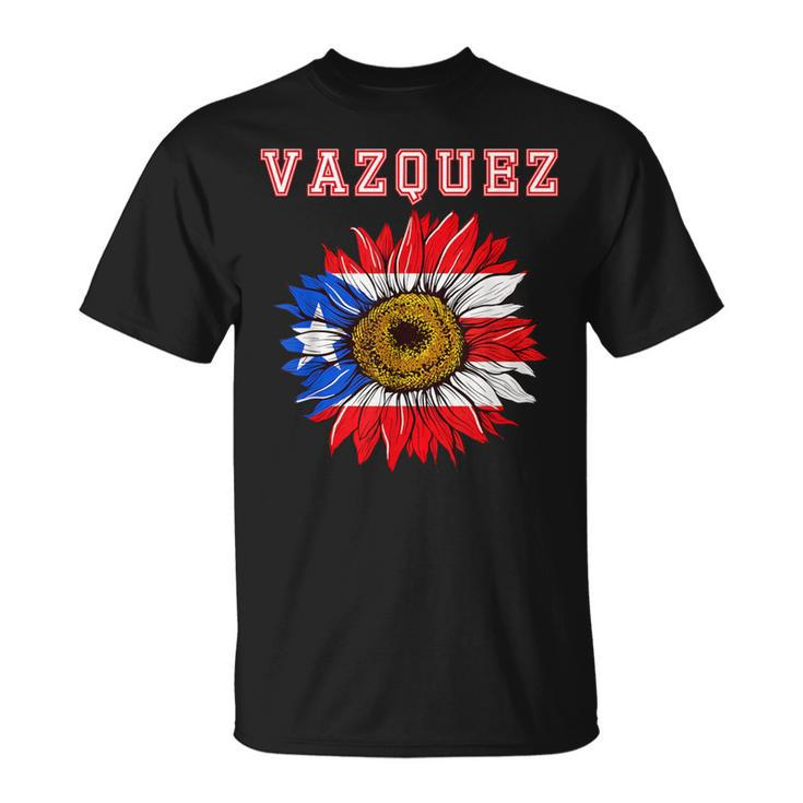 Custom Vazquez Surname Family Name Puerto Rico Flag T-Shirt