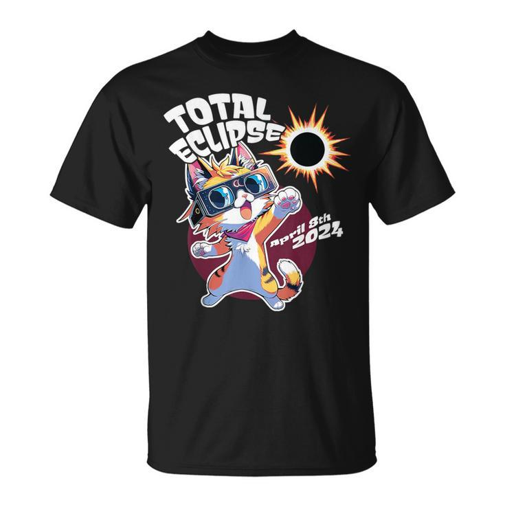 Cute Anime Cat Total Solar Eclipse 2024 T-Shirt