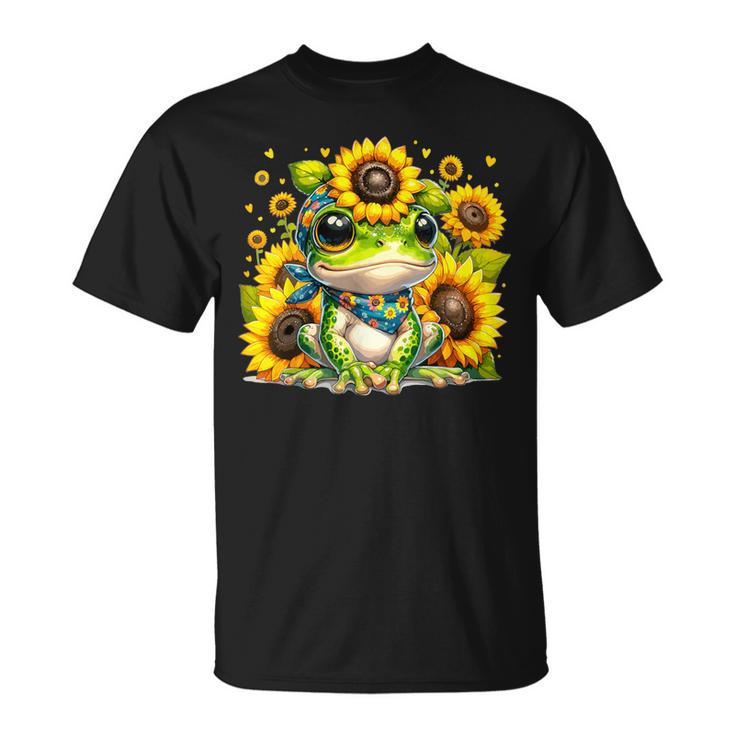 Cute Baby Frog Sunflowers T-Shirt