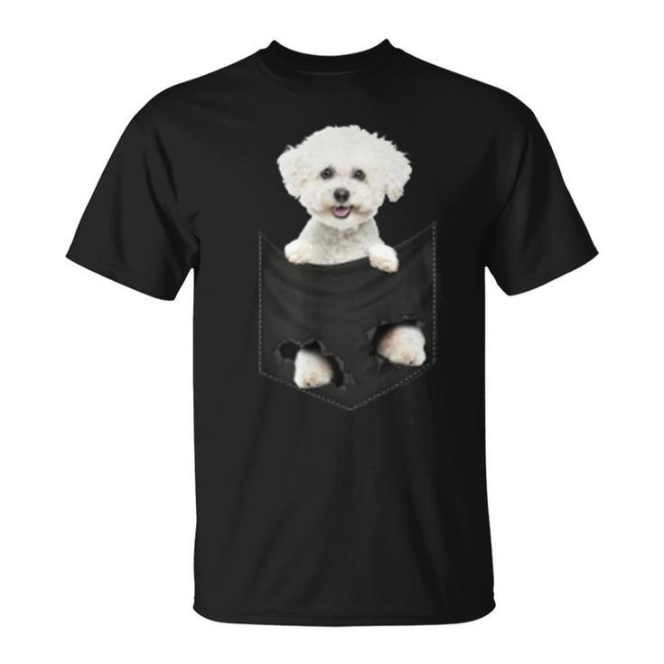 Cute Bichon Frise In Pocket Bichon Dog Lover T-Shirt