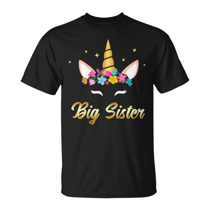 Cute Big Sister Unicorn Becoming Sister Girl Women T-Shirt