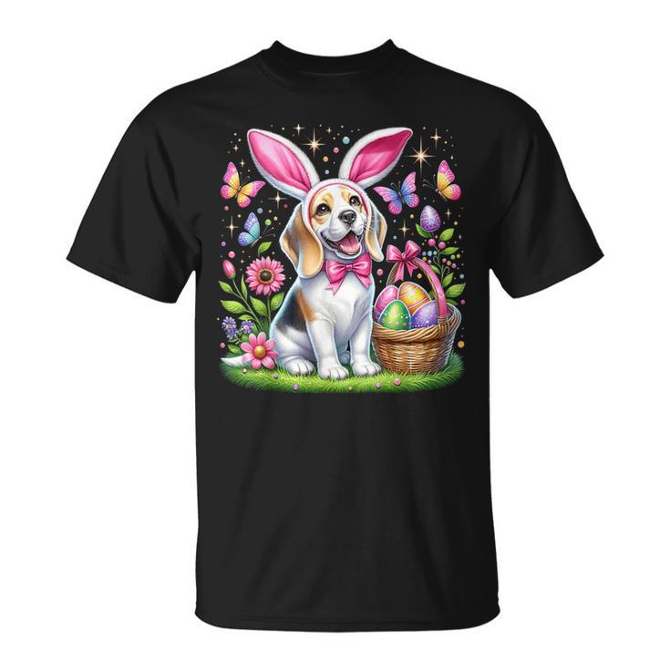 Cute Bunny Beagle Dog Easter Eggs Basket Easter Day Delight T-Shirt