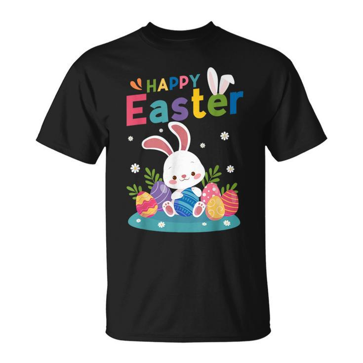 Cute Bunny Eggs Easter Camping Happy Easter Day 2024 T-Shirt