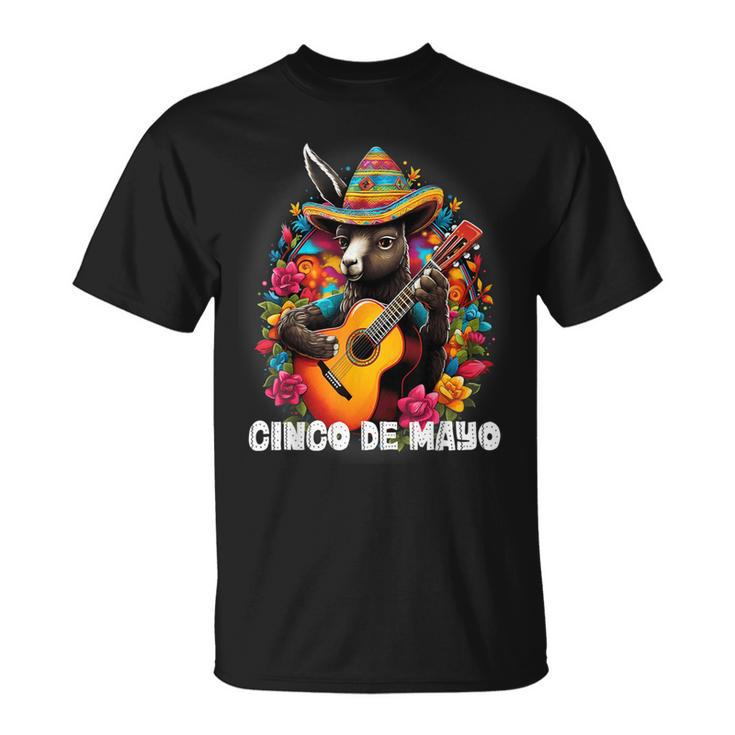 Cute Donkey Cinco De Mayo Mexican Holiday Guitar Music T-Shirt