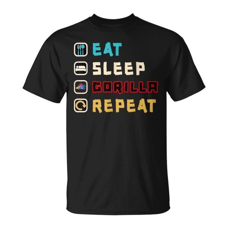 Cute Eat Sleep Gorilla Repeat Monke Tag Vr Gamer T-Shirt