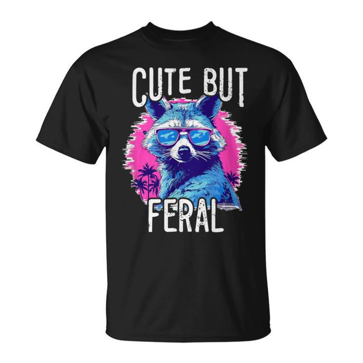 Cute But Feral Colorful Racoon With Sunglasses Racoon T-Shirt