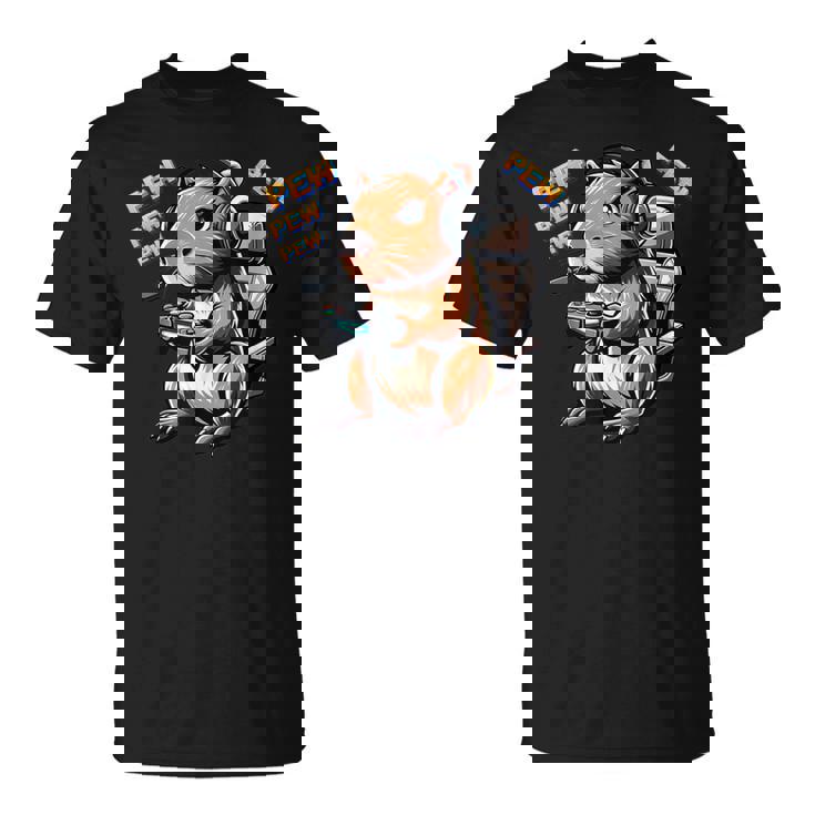 Cute Gaming Capybara Pewideojuego Gráfico Hombres Niños Niñas Camiseta unisex