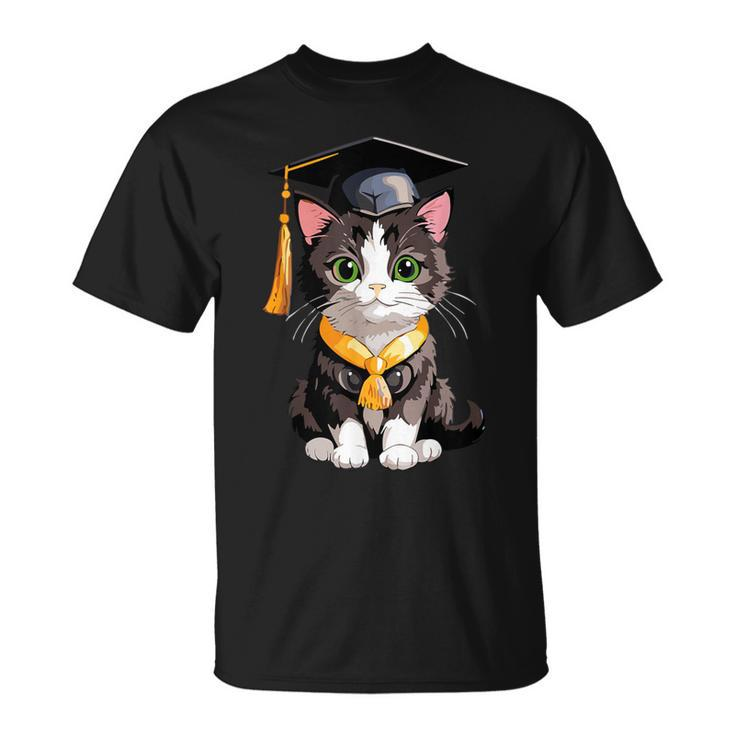 Cute Graduation Cat Colorful Kitty Kitten Grad Celebration T-Shirt