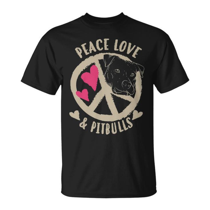 Cute Peace Love & Pitbulls Men And Women T-Shirt