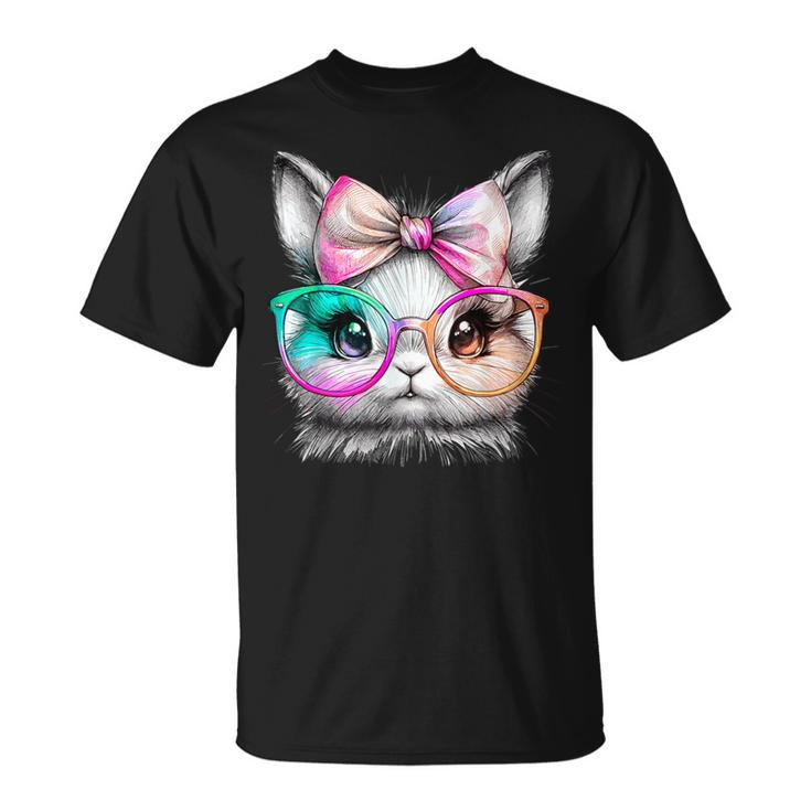 Cute Rabbit With Glasses Tie-Dye Easter Day Bunny T-Shirt