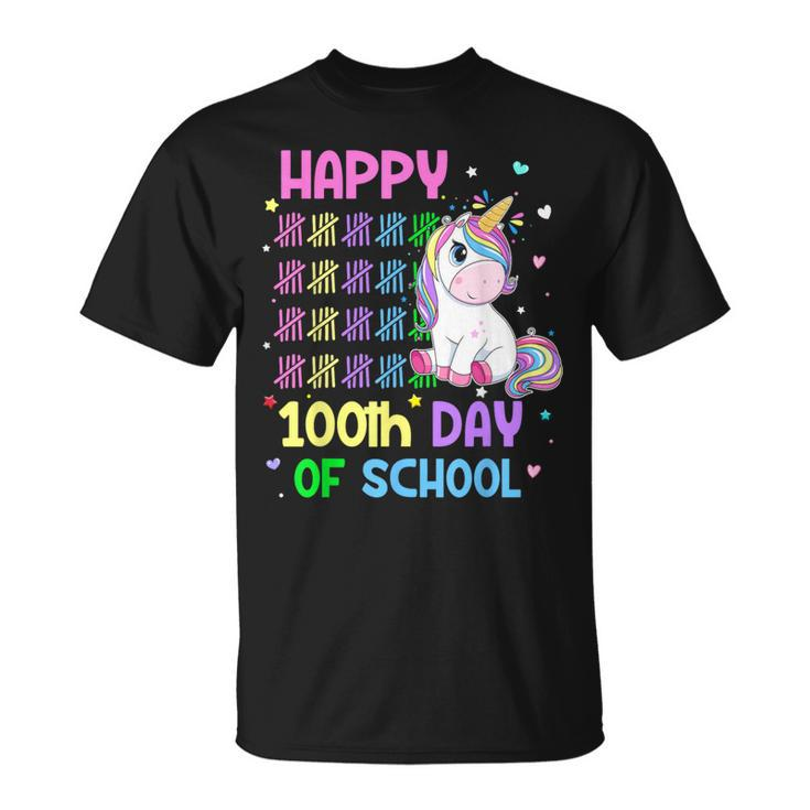 Cute Unicorn Happy 100Th Day Of School Unicorn Girls Teacher T-Shirt