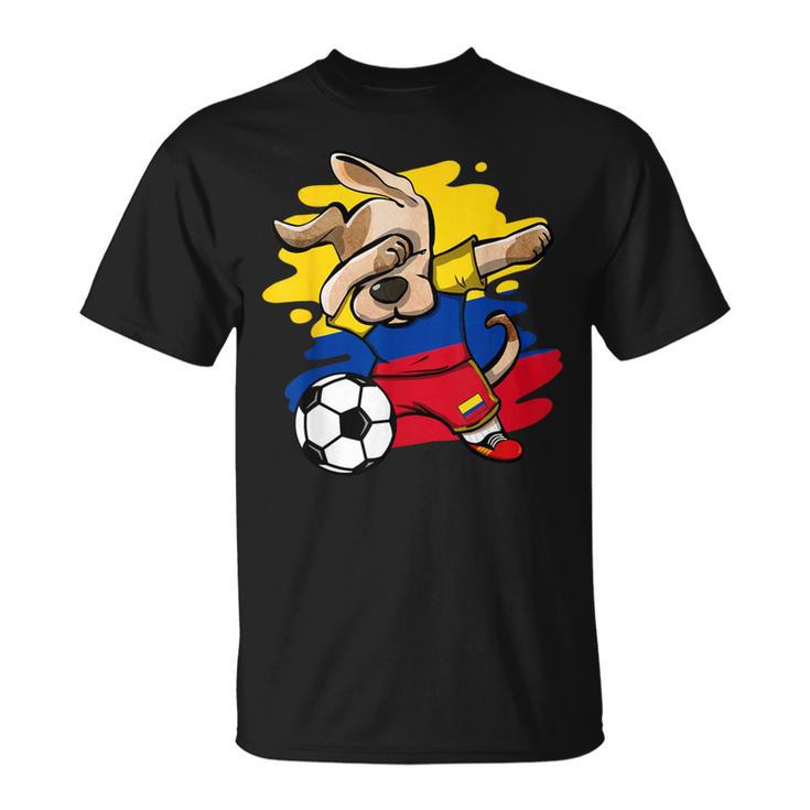 Dab Dog Colombia Soccer Fans Jersey Colombian Flag Football T-Shirt