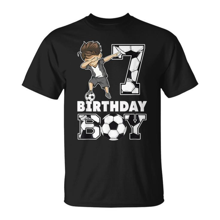 Dabbing Boy Soccer Player 7Th Birthday Boy 7 Year Old T-Shirt