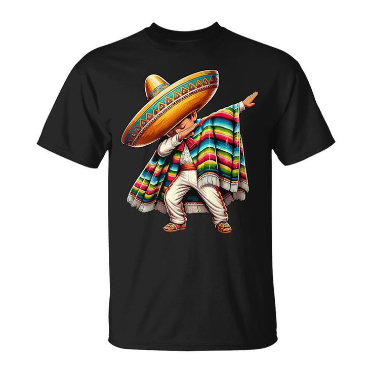 Dabbing Boys Mexican Poncho Cinco De Mayo T-Shirt