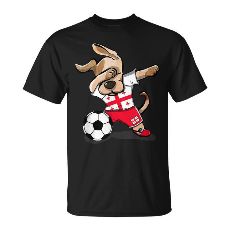 Dabbing Dog Georgia Football Georgian Flag Football T-Shirt