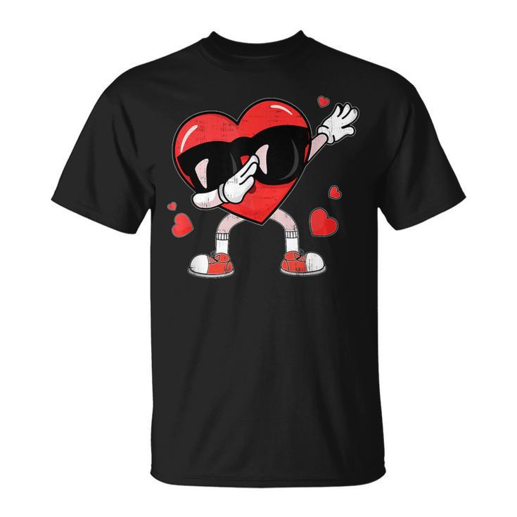 Dabbing Heart Valentines Day Boys Girls Love Dab Dance T-Shirt