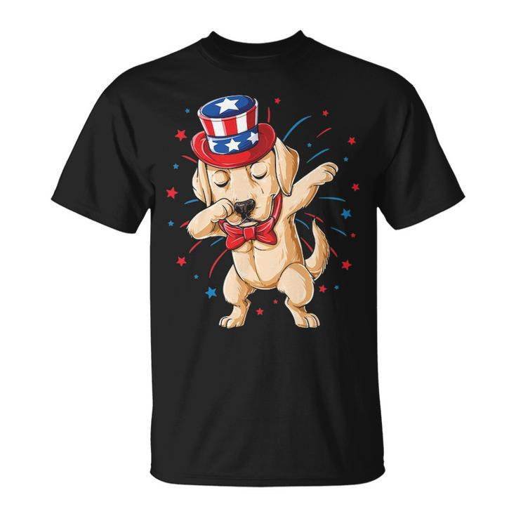 Dabbing Labrador 4Th Of July Men Usa American Flag T-Shirt