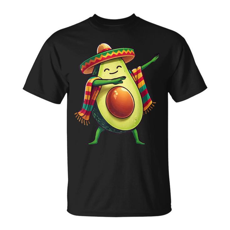 Dabbing Mexican Poncho Avocado Cinco De Mayo T-Shirt