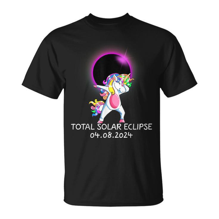 Dabbing Unicorn Usa Total Solar Eclipse April 8 2024 T-Shirt