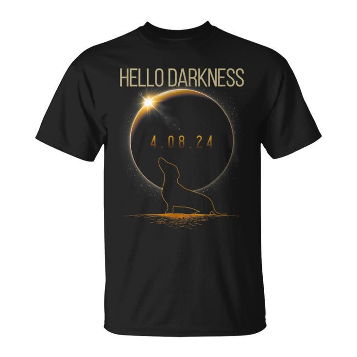 Dachshund Hello Darkness Lover Solar Eclipse April 08 2024 T-Shirt