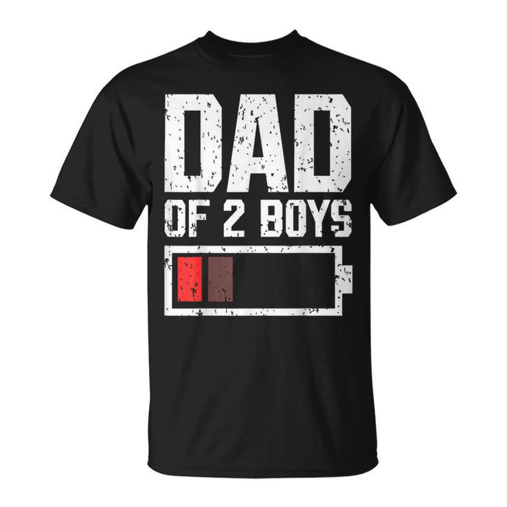 Dad Of 2 Boys Battery Low Daddy Of 2 Boys Father's Day 2024 T-Shirt