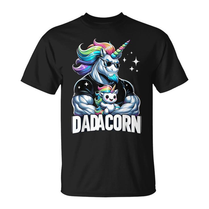 Dadacorn Unicorn Dad And Son Daughter Papa Father's Day T-Shirt