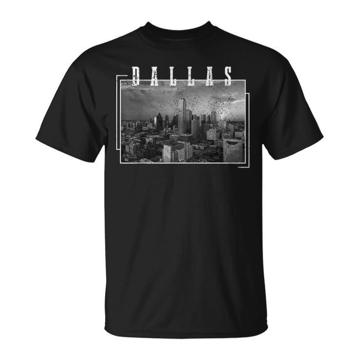 Dallas Skyline Texas Pride Vintage Black & White Photograph T-Shirt