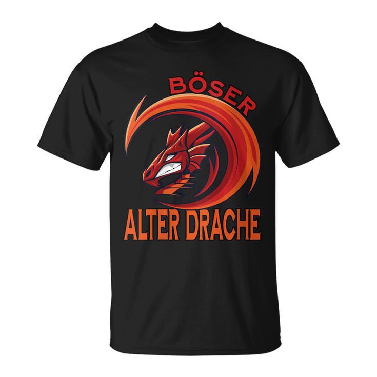 Damen Böser Alter Drache Lustiger Totenkopf Skull Papa Mit-Ausschnitt T-Shirt