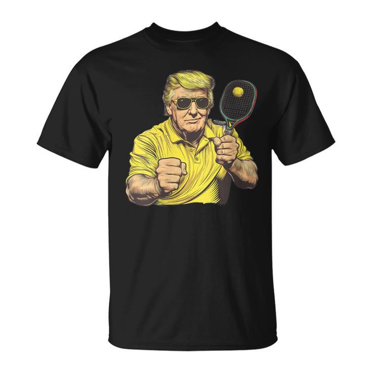 Damen Lustiges Trump-Spiel Pickleballatertag Papa Weihnachten Mit-Ausschnitt T-Shirt