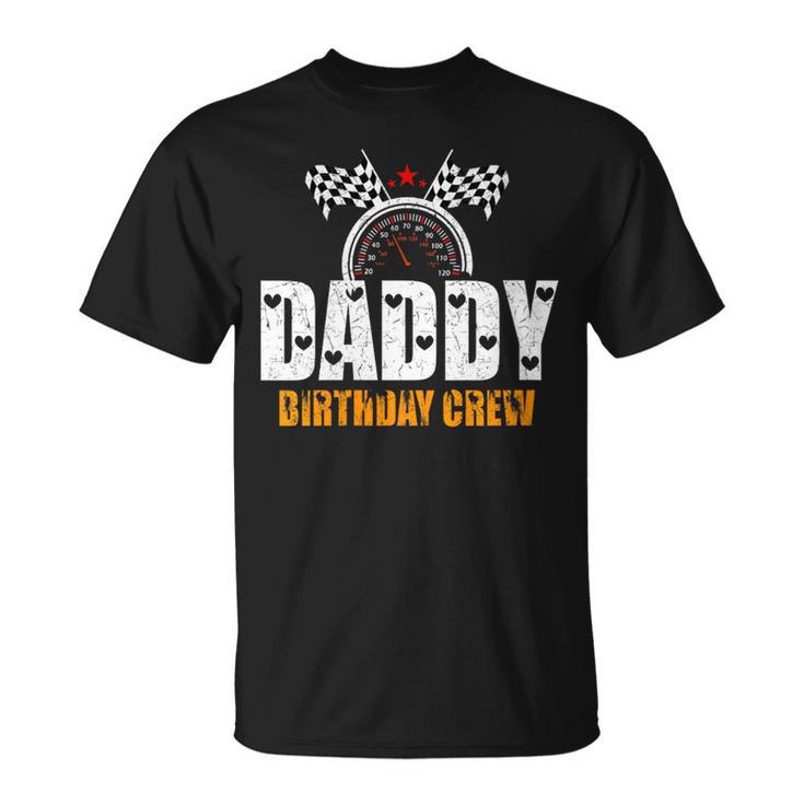 Damen Rennauto Papa Geburtstag Party Racing Family Daddy Pit Crew Mit-Ausschnitt T-Shirt