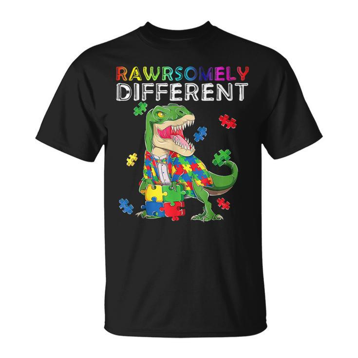 Dare To Be Yourself Different Autism Awareness Dinosaur T-Shirt