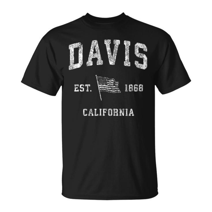 Davis California Ca Vintage Us Flag Sports T-Shirt