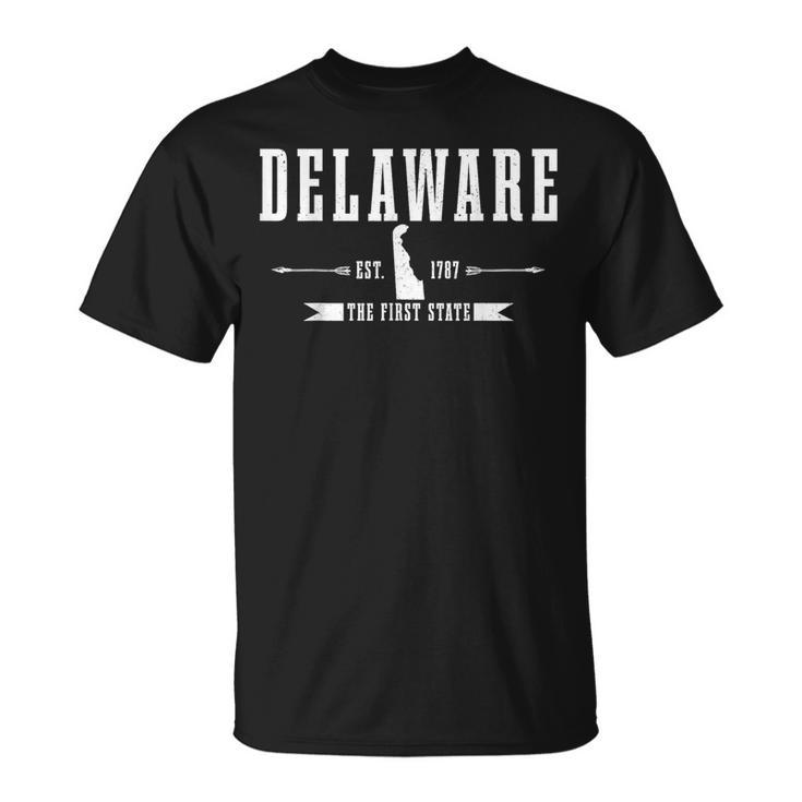 Delaware Est 1787 The First State Pride State Map Vintage T-Shirt