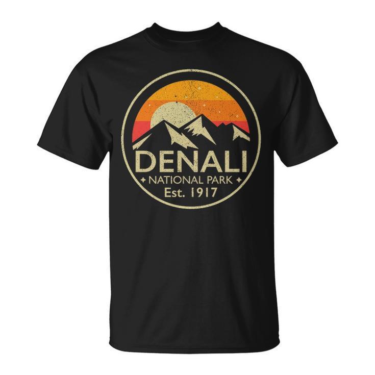 Denali National Park Alaska Retro Hiking Camping T-Shirt