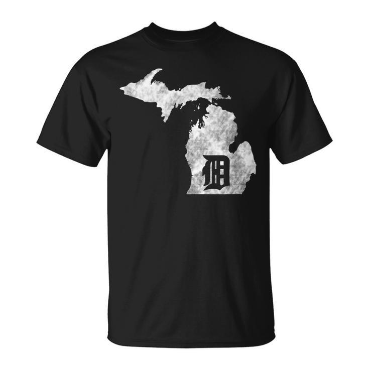 Detroit Michigan Motor City Midwest D Mitten T-Shirt