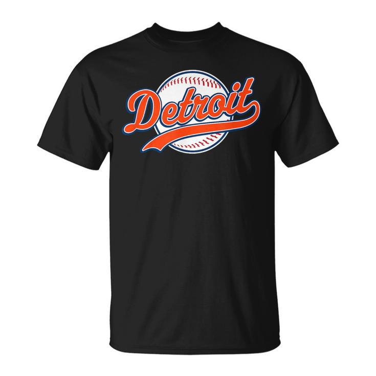 Detroit Vintage Baseball Throwback Retro T-Shirt