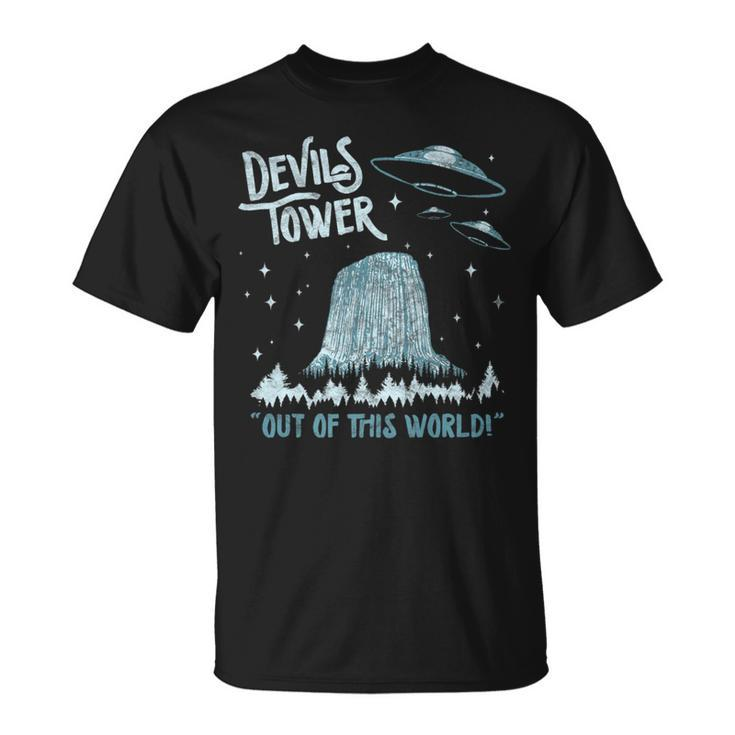 Devils Tower National Monument Out Of This World Ufo T-Shirt