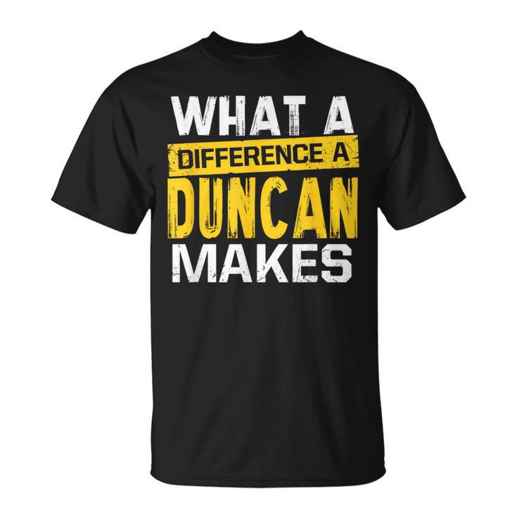 What A Difference A Duncan Makes Name Duncan T-Shirt