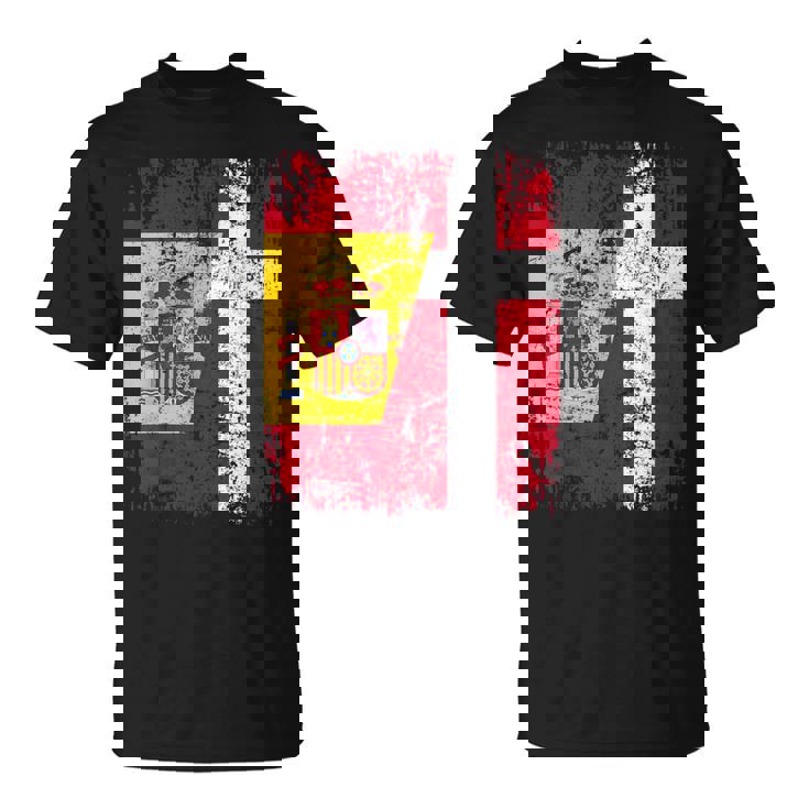 Dinamarca España Bandera De La Amistad Dinamarca Camiseta unisex