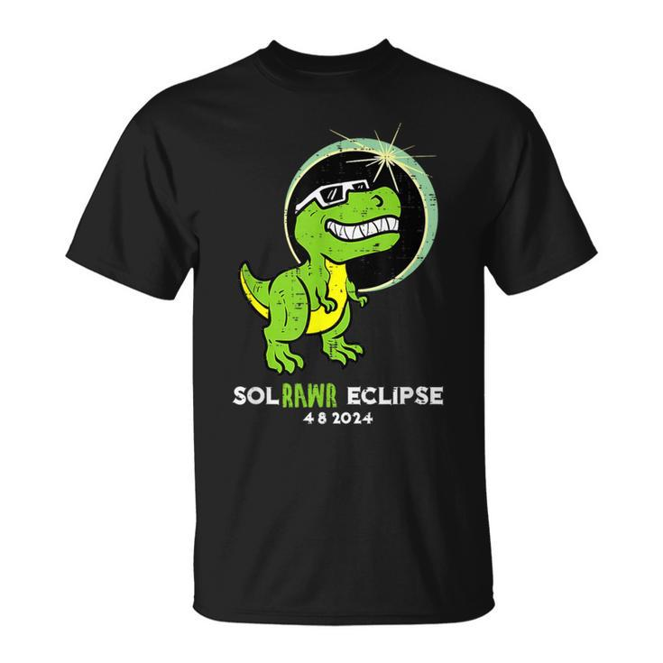 Dino Total Solar Eclipse 2024 April 8 Dinosaur Toddler Boys T-Shirt