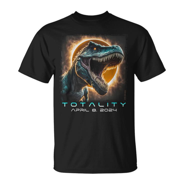 Dinosaur T-Rex Totality April 8 2024 Total Solar Eclipse T-Shirt