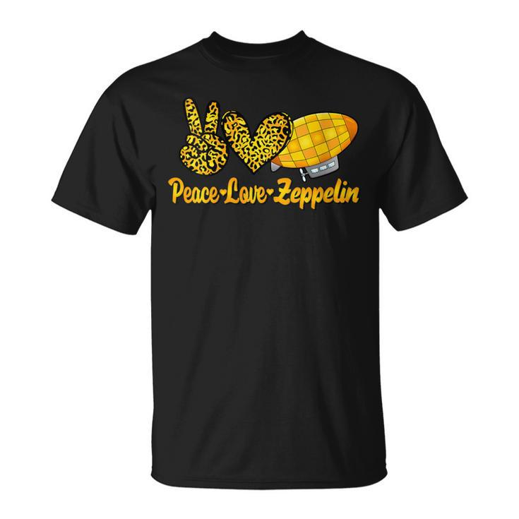 Dirigible Zepelin Love Peace Airship Blimp Zeppelin T-Shirt