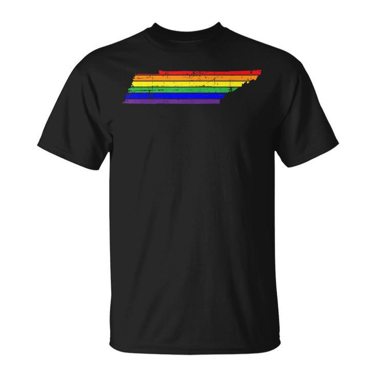 Distressed State Of Tennessee Lgbt Rainbow Gay Pride T-Shirt