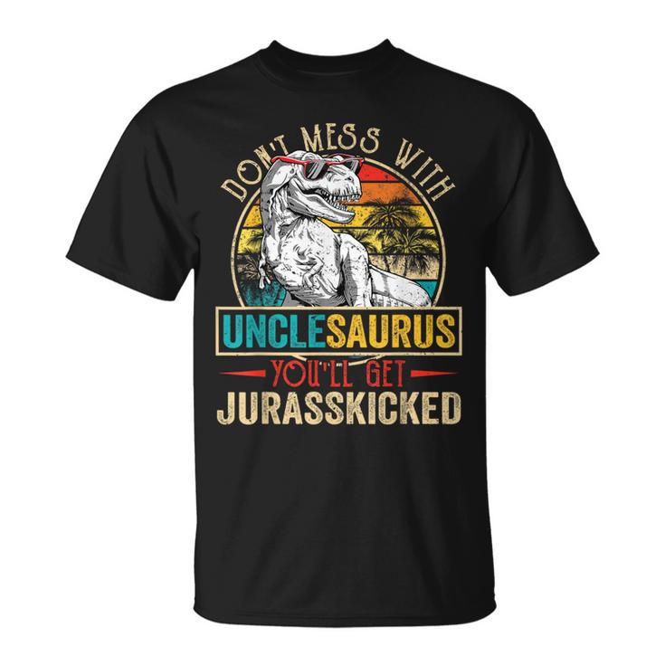 Distressed Unclesaurus Dinosaur T Rex Father's Day T-Shirt