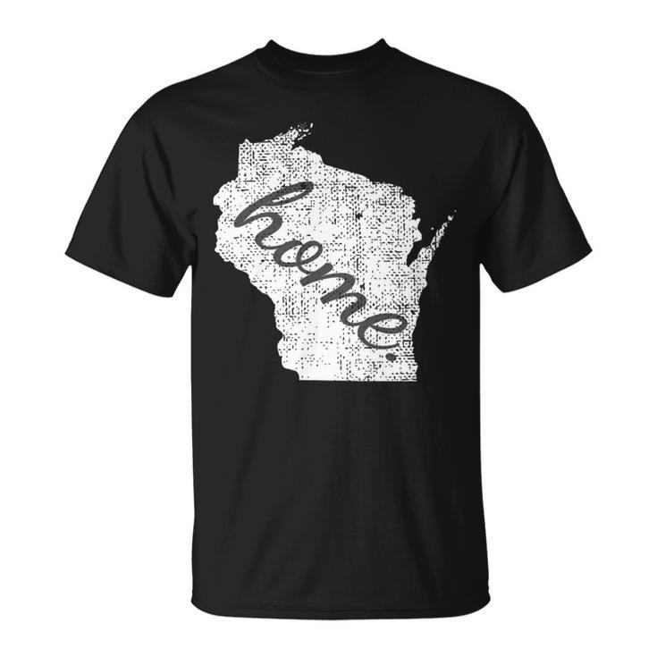 Distressed Wisconsin State Home T-Shirt