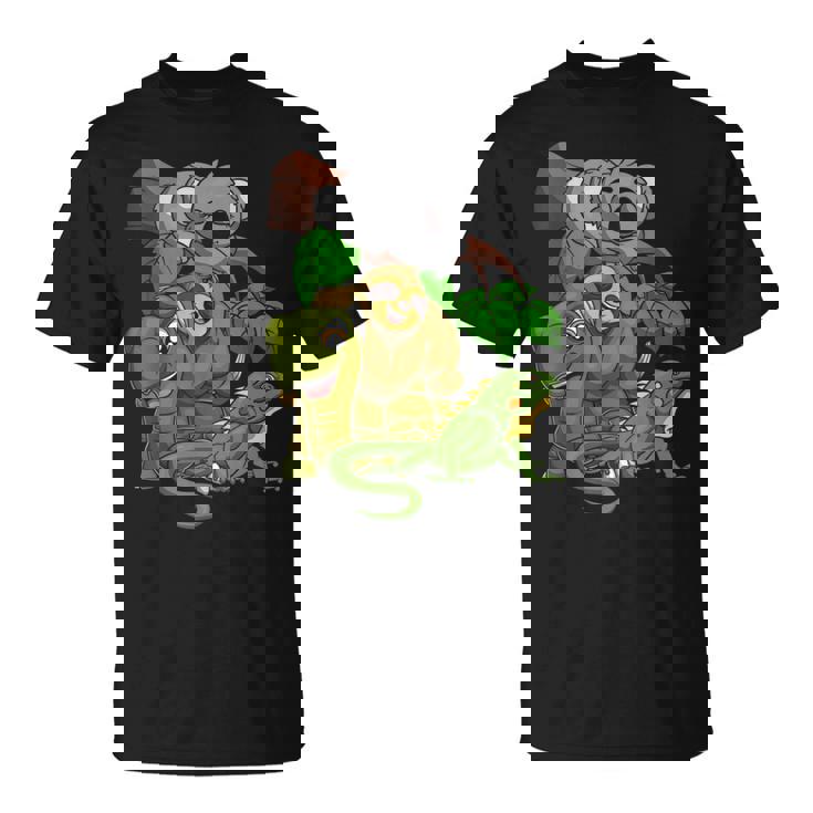 Divertido Coala Perezoso Tortuga Iguana Escuadra Zoo Animal Camiseta unisex