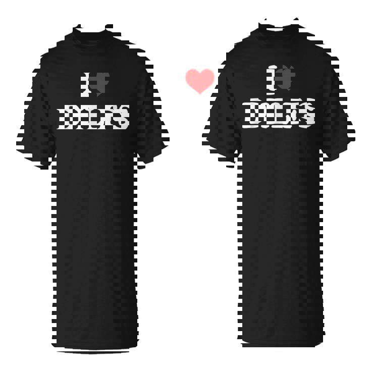 Divertido Me Encantan Los Dilf Me Encantan Los Dilf Red Heart Cool Camiseta unisex