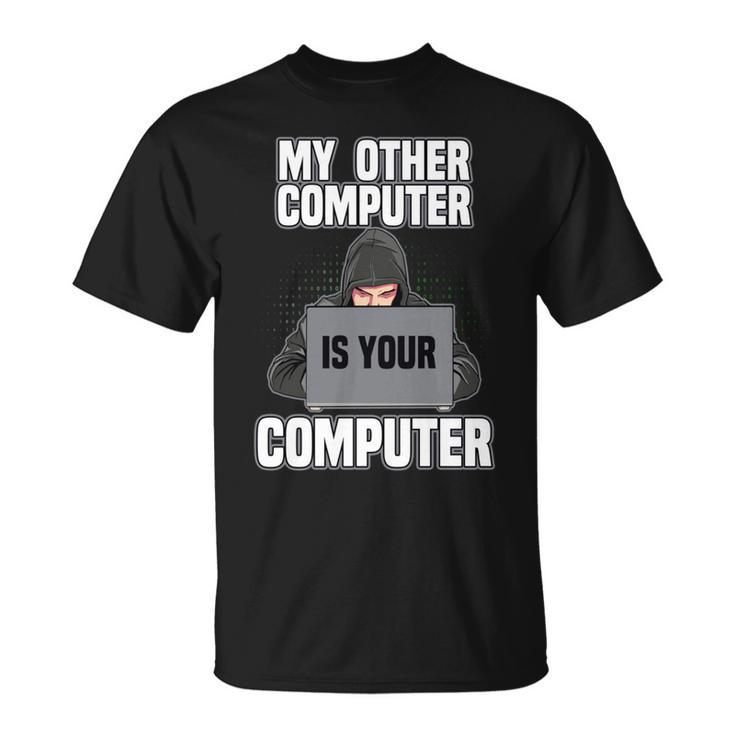 Divertido Mi Otra Computadora Es Tu Pro Hacker Manga Larga Camiseta unisex